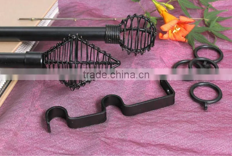 Powder coating iron curtain rod with leaf shape finial,curtain pole