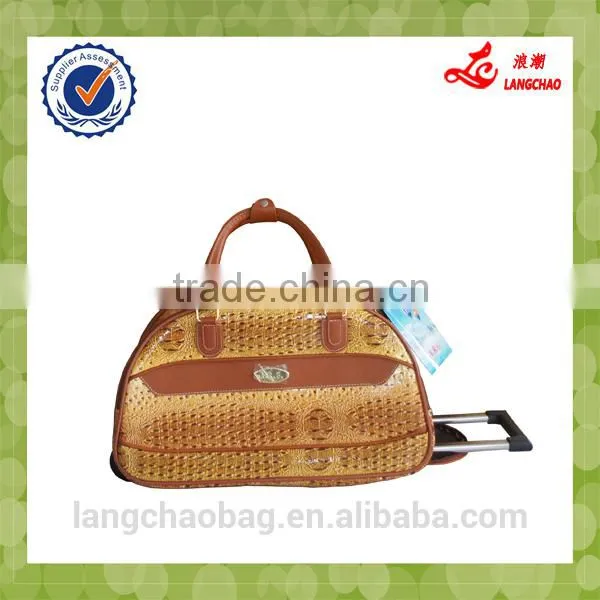 Crocodile PU Material High Quality Steel Trolley Alibaba China Direct Factory Wholesale Lightweight Duffle Bags