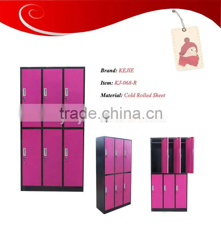Cold-rooling steel lockers/furniture for clothing store 6 door clothes locker 6 door steel clothes locker School Metal Wardrobe