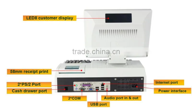 supermarket electronic all in one pos machine terminal system/pos cash register