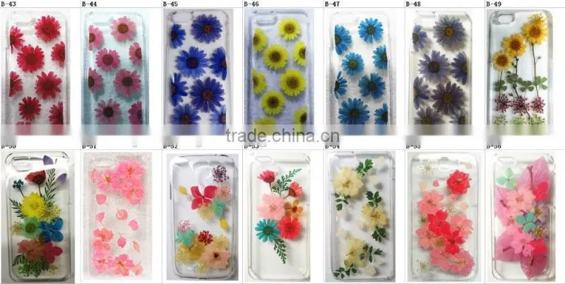 2016 Unique design real flower phone cover tpu soft phone case for iphone 6