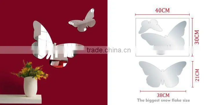 Famous flying butterfly natural mirror wall sticker