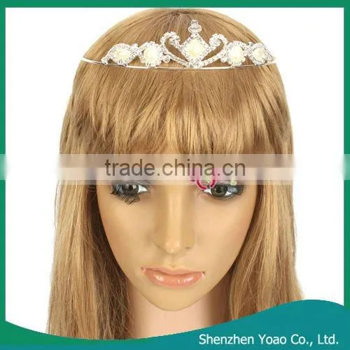 Heart Style Man Made Pearl Rhinestone Crown Headband