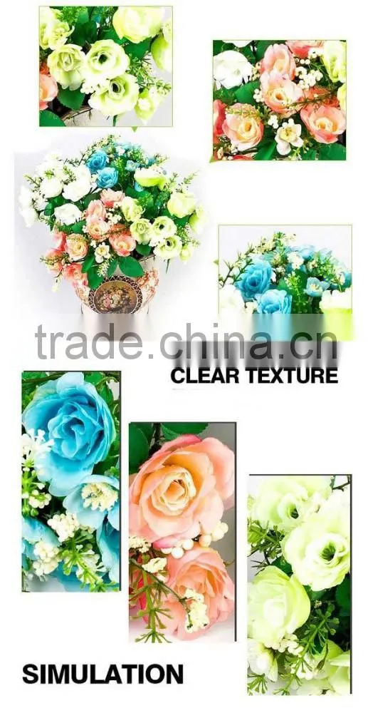 10 heads artificial begonia, 27 cm royal blue artificial flowers for home decor