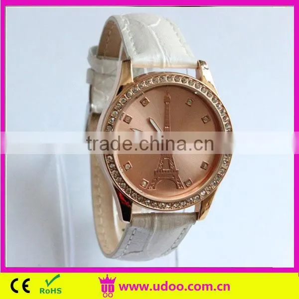 Newest lady pu leather quartz watch price