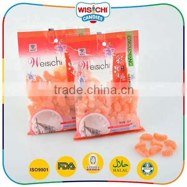 Fruit flavor orange shaped sweet wholesale soft candy