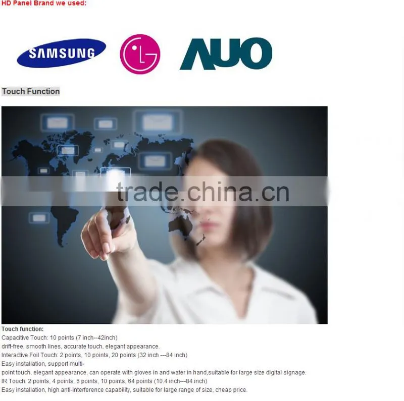 47" Wifi 3G Touch Screen Electronic Displays For Advertising