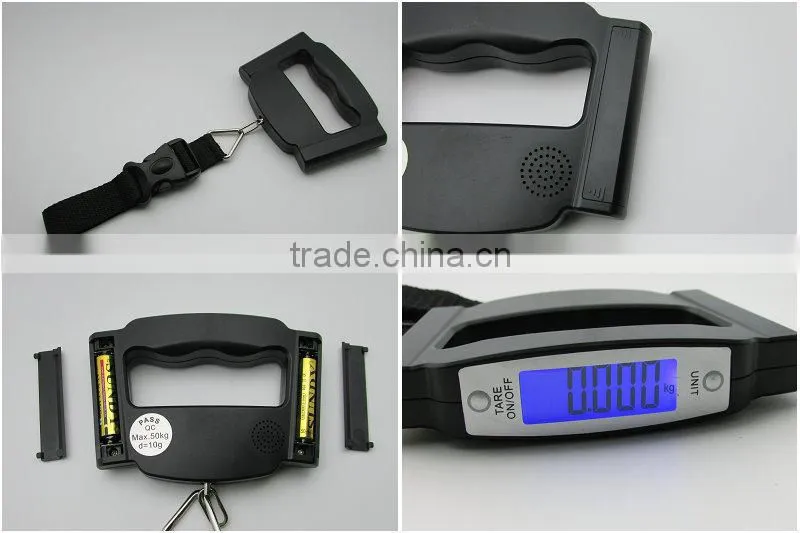 50kg Blue LCD Portable digital Luggage Scale with belt or Hook