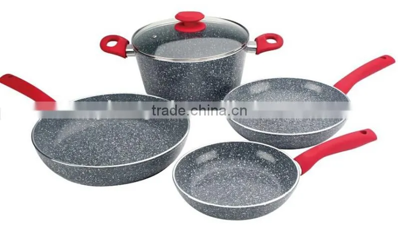 Aluminium press ceramic marble coated cookware set