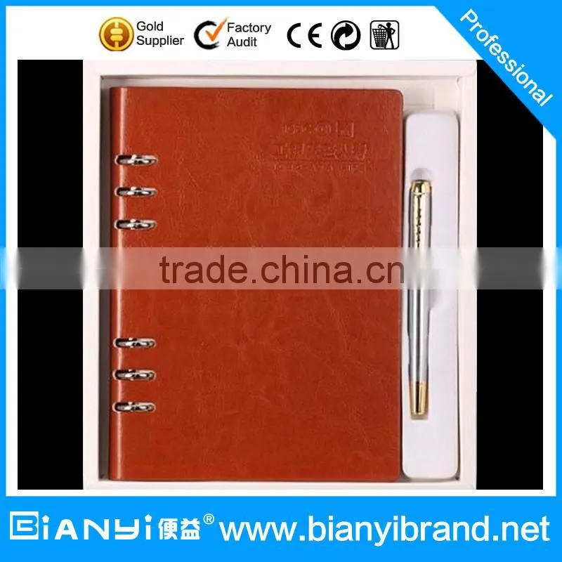 2016 Custom pu leather planner notebook diary set for promotion