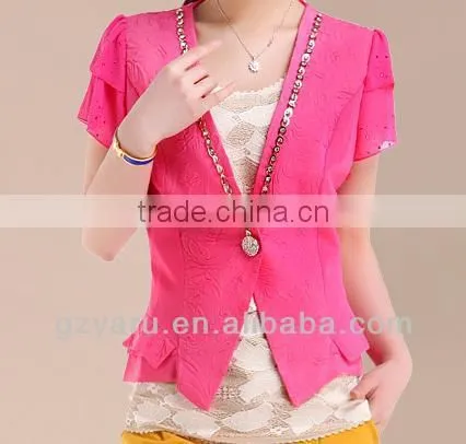 Fashion Women Ladies Girls Red Blazer /Short Sleeve Summer Blazer Design