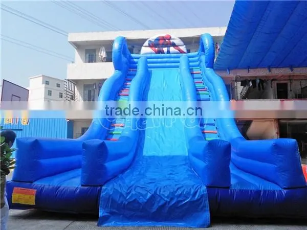 Giant commercial spiderman inflatable dry slide for kids and adults