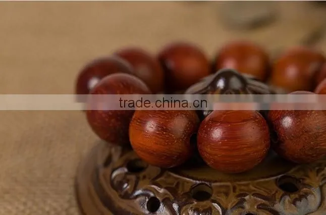 Men's Nice Round Natural Cat's Eye Red Antifatigue Sandalwood Beads Bracelet