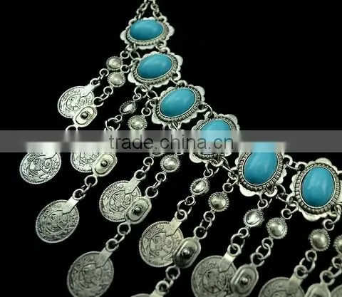 2016 new Fashion Women's Turquoise Statement Tassel Choker Collar Ethnic bohemian necklace