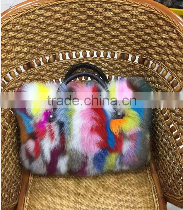2016 hot selling ladies fashion fox fur bag