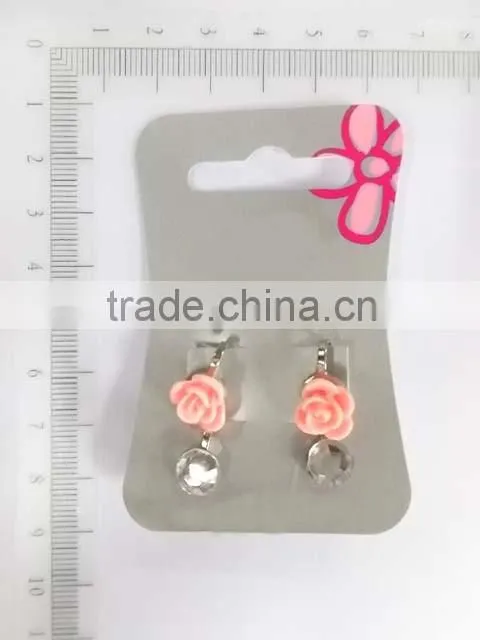 Lovely acrylic rose flower and hexagonal glass earring set for children
