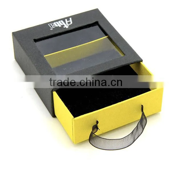 Factory Wholesale PVC Window Rigid Paper Slide Jewelry Box with velvet Paperboard Inside