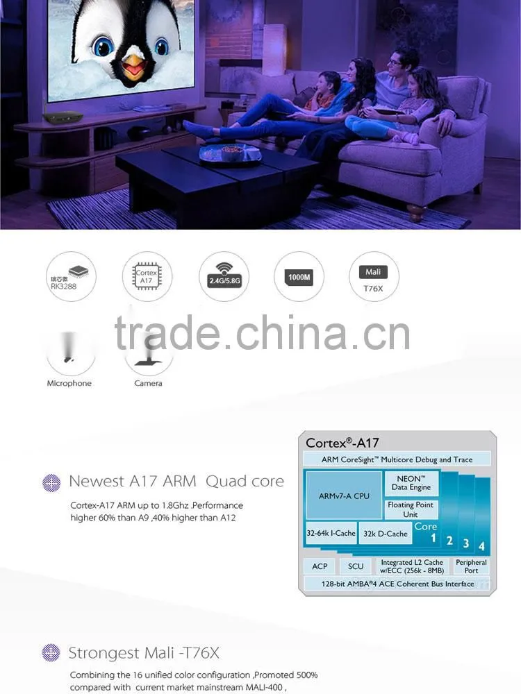 2016 Real Manufature for RK3288 Ultra Quad-core Android TV Box