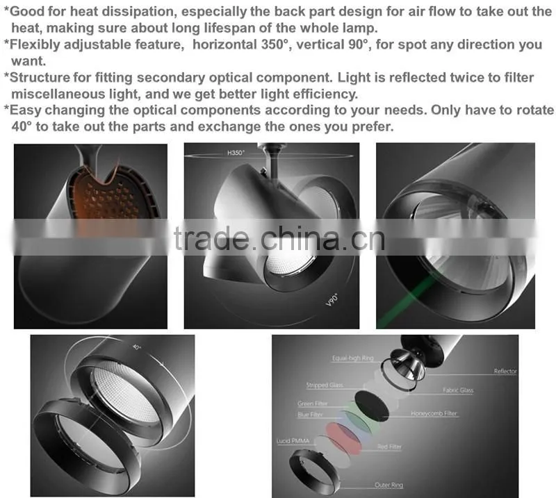 Dimmable 20w 30w 40w 50w cob track light led