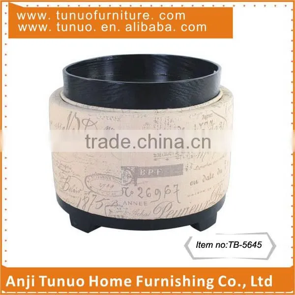 Small ottoman,with tea tray and lid,wood base,round,TB-5645