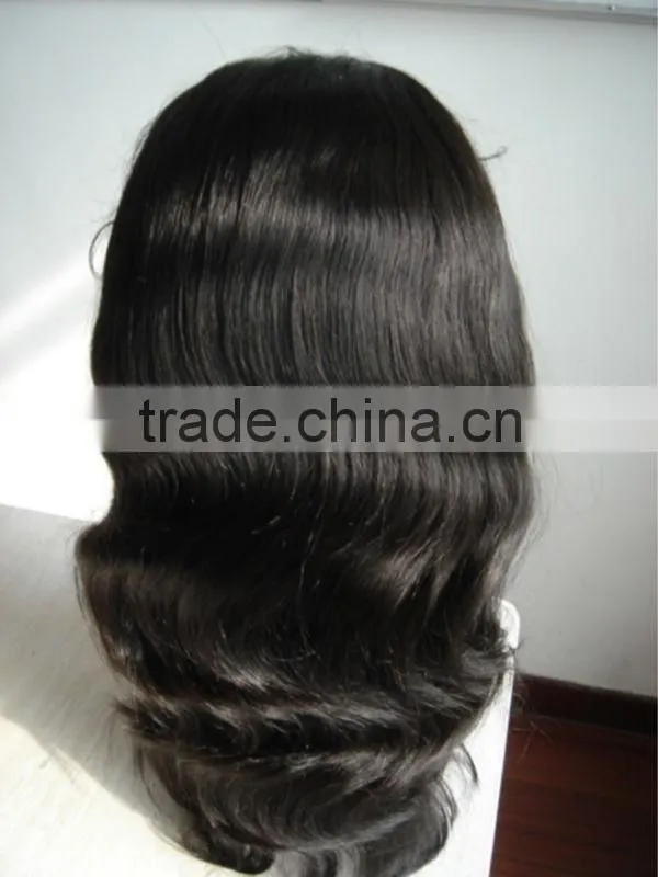 16inch body wave natural black Brazilian virgin human hair full lace wigs swiss lace silk base OEM professional factory price