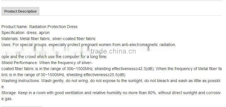 Health silver fiber Radiation Protection, Anti Radiation-protection Dress for pregnant mom