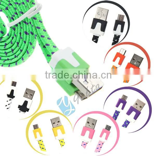 For Iphone 6 Flat Braided Nylon USB Cable 1M Colorful 8 Pin Cable