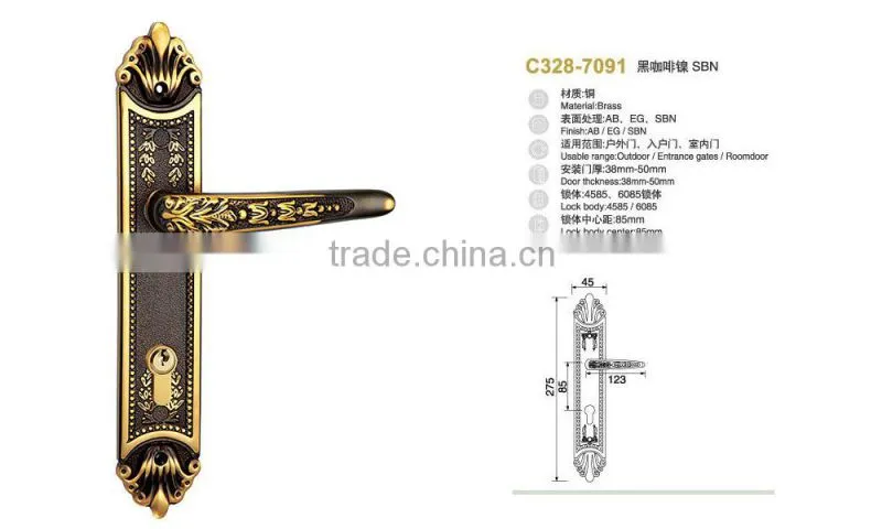 luxury Tri-circle brand Brass European interior room door lock;High-end european-style door lock series