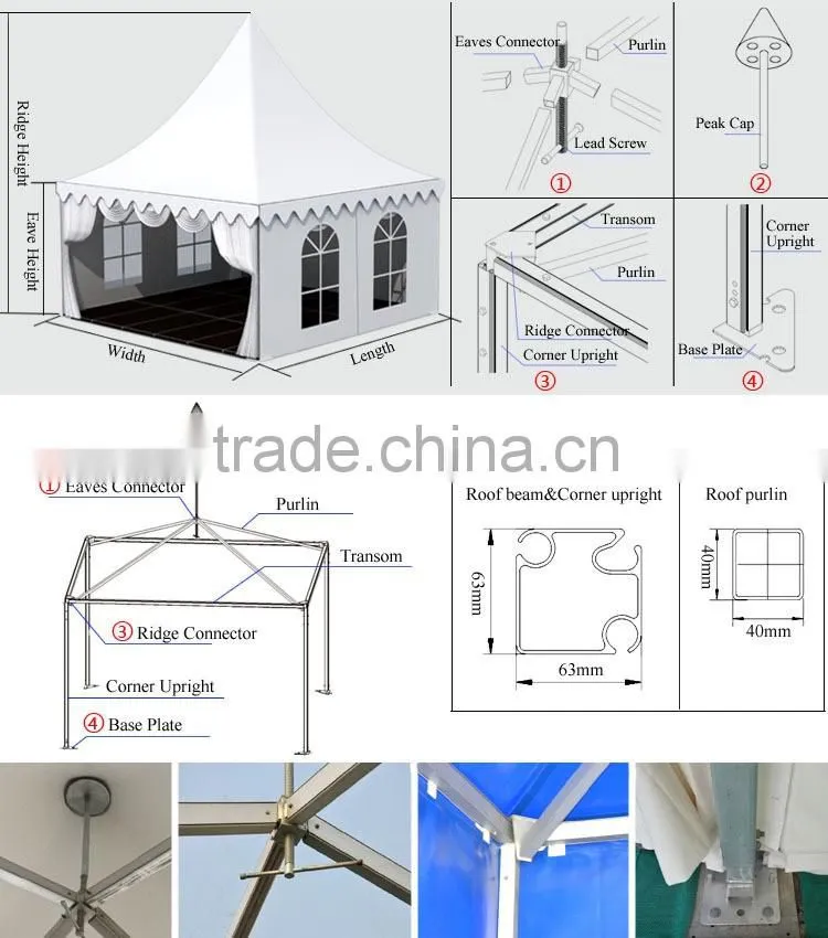 20 x 20 Outdoor luxury aluminum pagoda wedding tent for sale