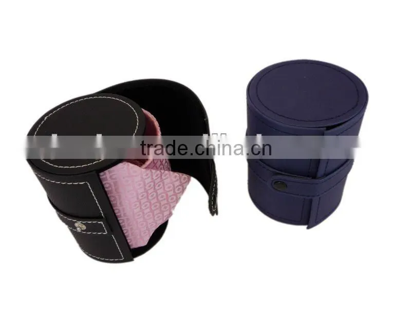 Fine Round Leather Necktie Box