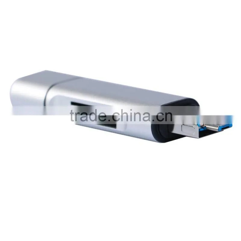 3 in 1 USB C+USB A+Micro USB Male Combo to TF/SD Card Reader Support OTG Data Transfer for Macbook/type c device