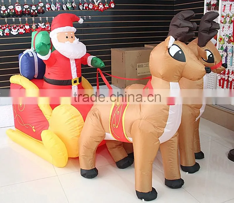 double Deer pull carts inflatable outdoor Christmas decorations