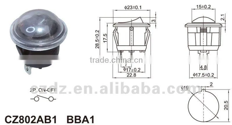 chzjcz/125V AC Long life electric push button micro switch with CE, ROHS certificate rocker switch