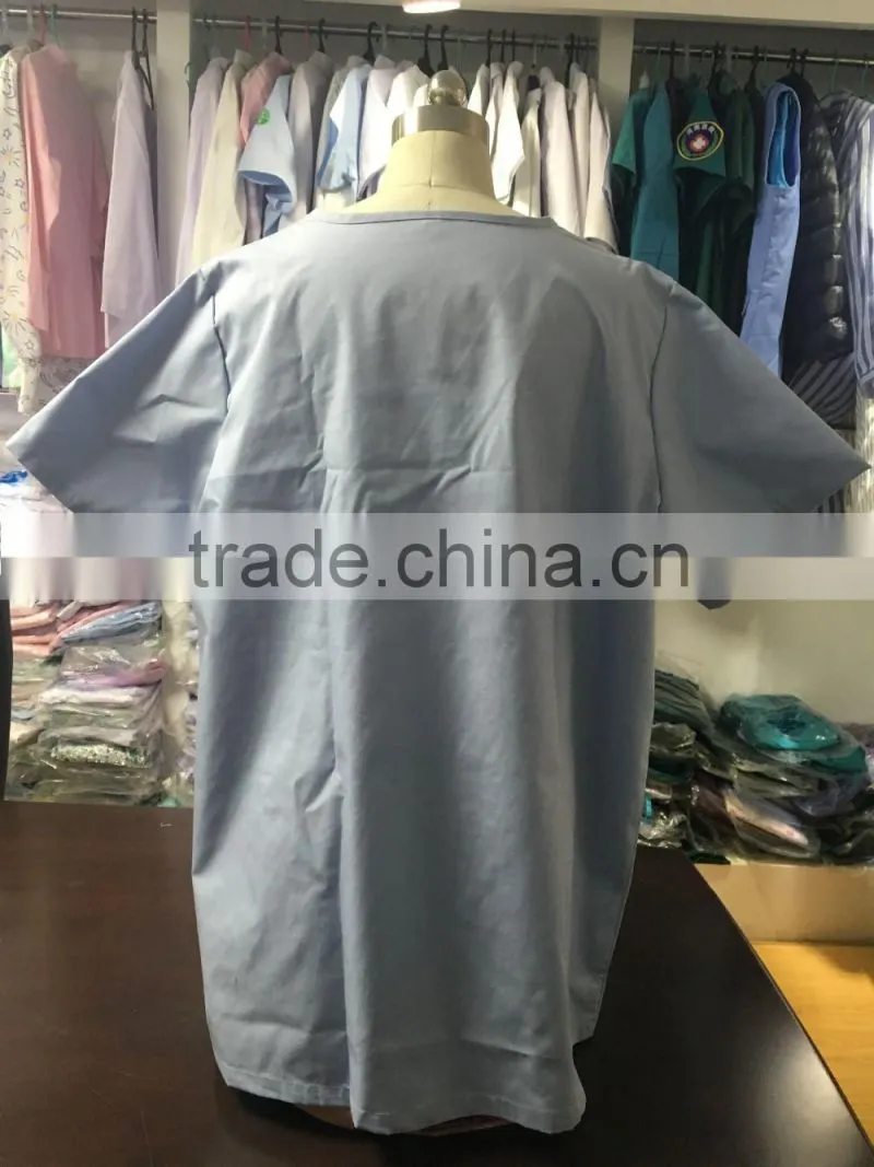 2016 HotSelling Fashion Style plain woven hospital use OEM/cheap medical polyester cotton short sleeve scrubs with high quality