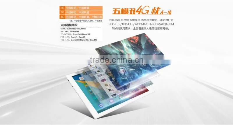 10.1inch mediatek Android Tablet MT835P Quad core Teclast T98 4G TDD+FDD LTE Tablet pc