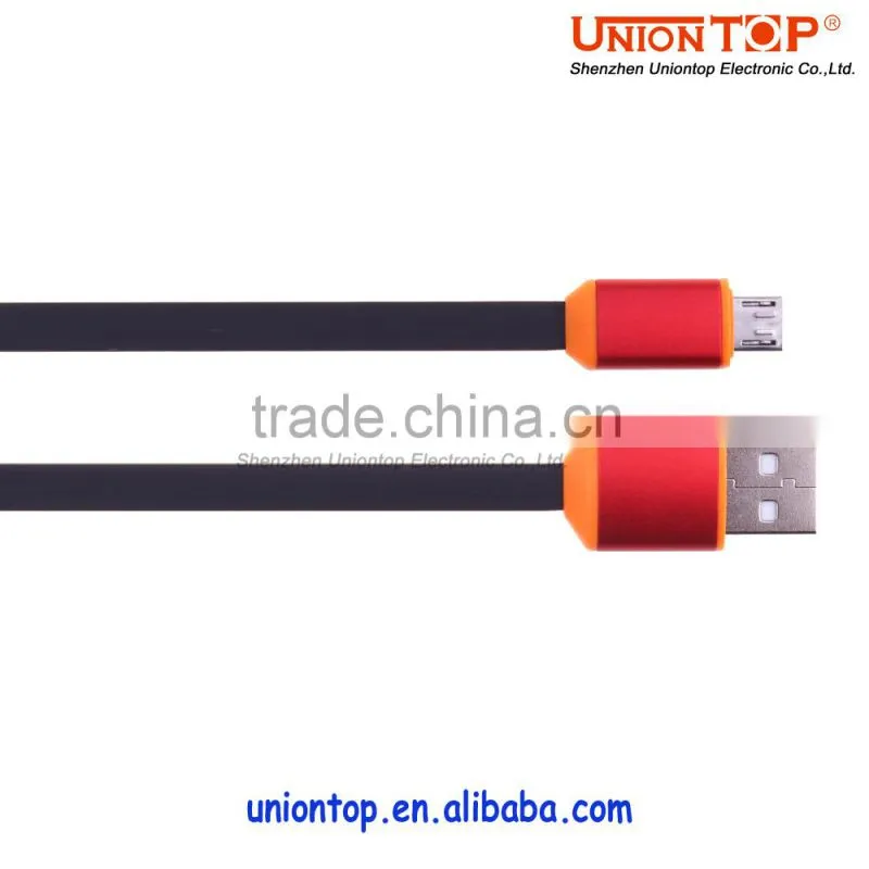 wholesale colorful flat led micro usb data cable for android and smart phone
