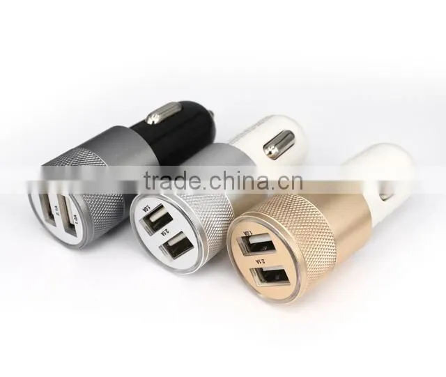 China manufacture 3.1A dual USB car charger with bullet shape usb cigarette car charger, car usb charger