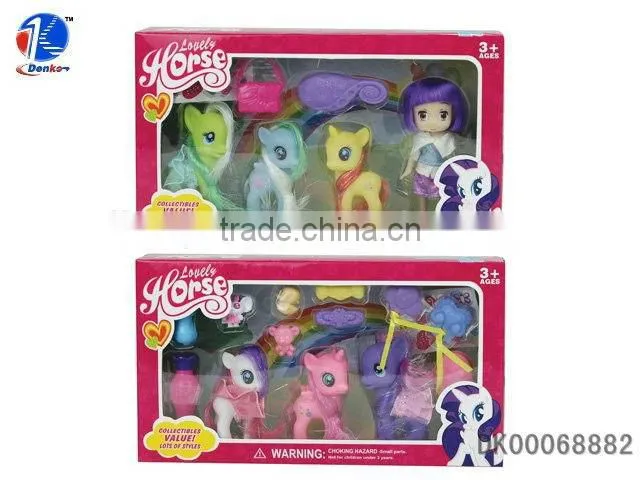 High Quality Kids Soft Rubber Horse Toys for Girls with Accessories