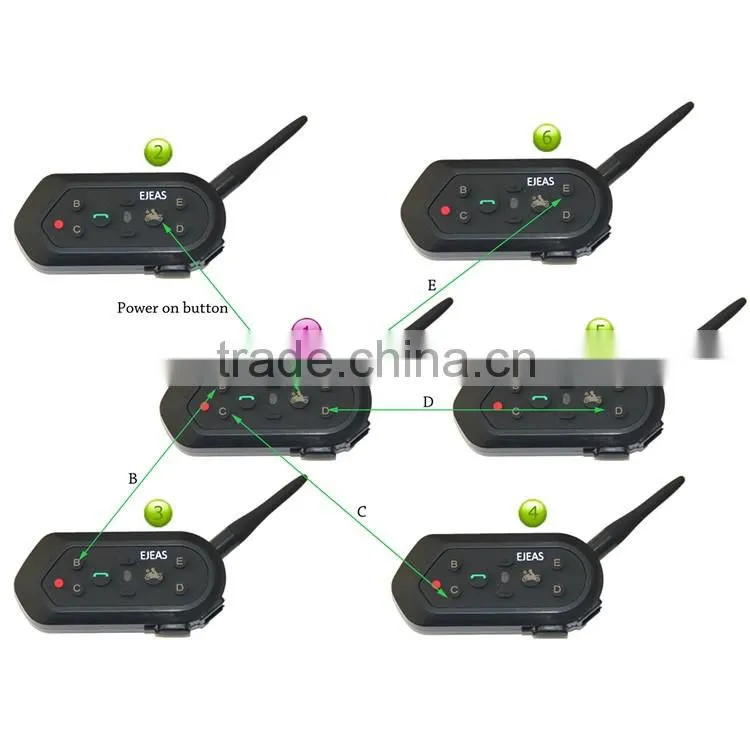 2x bt interphone E6 bluetooth motorcycle motorbike helmet intercom headset up 1200m bluetooth speaker 2016