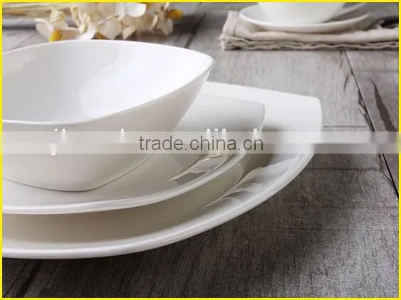Wholesale Promotional Custom Cheap Bone China White Square Ceramic Dinner Set