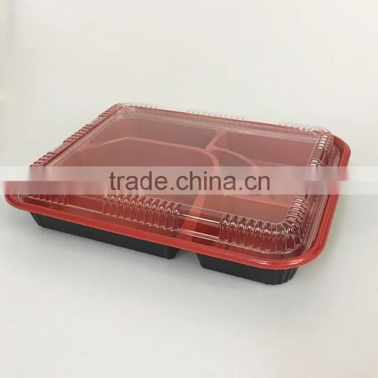 SM3-1102 Black and Red Wholesale Disposable Plastic Take Away Bento Boxes