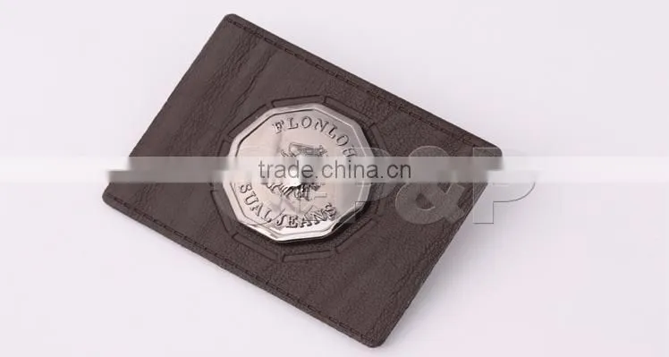 Round metal logo jeans leather label for pants