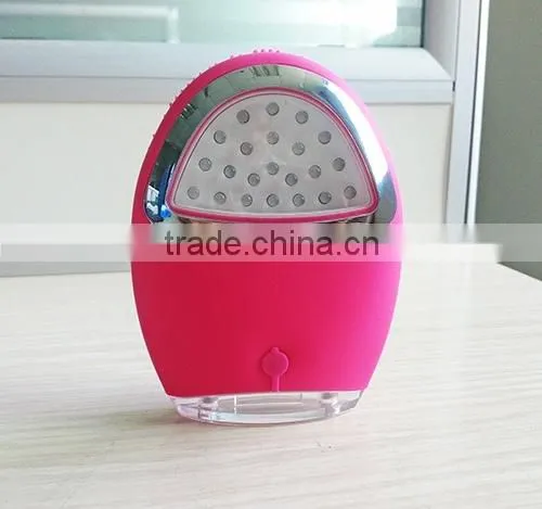Rechargeable silicon face cleanser water-proof vibrating facial massager with red&blue light