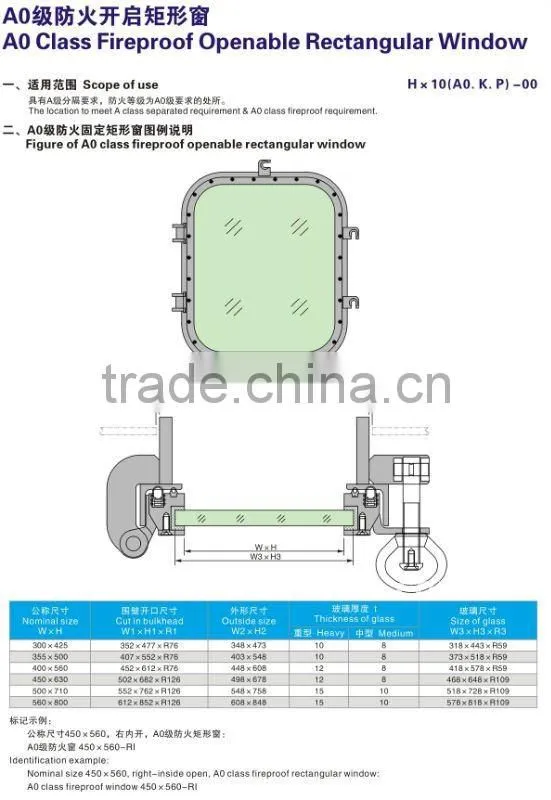 A0A15 Fireproof openable rectangular window