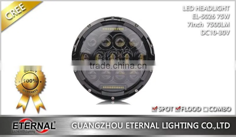 7" led headlight 75W car automotive off-road wrangler rubicon motorcycle auto led headlight dual sealed beam