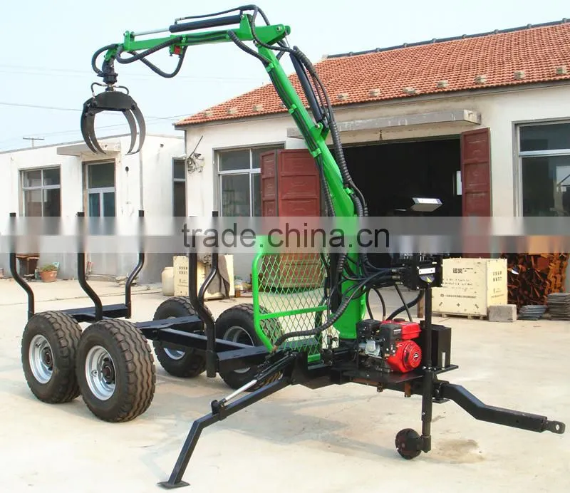 Top quality! log trailers with grapple/ log loader trailer with crane