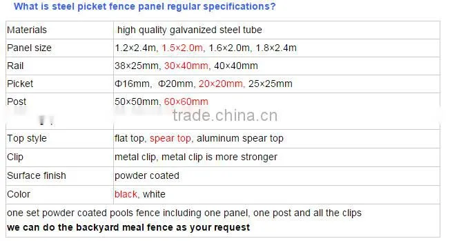 Black powder coated security backyard metal Wrought Iron steel picket fence
