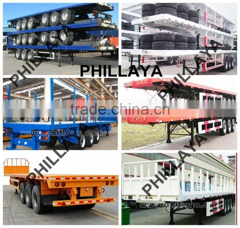 good factory3 Axles drop deck flat bed semi trailer for transport container trailer
