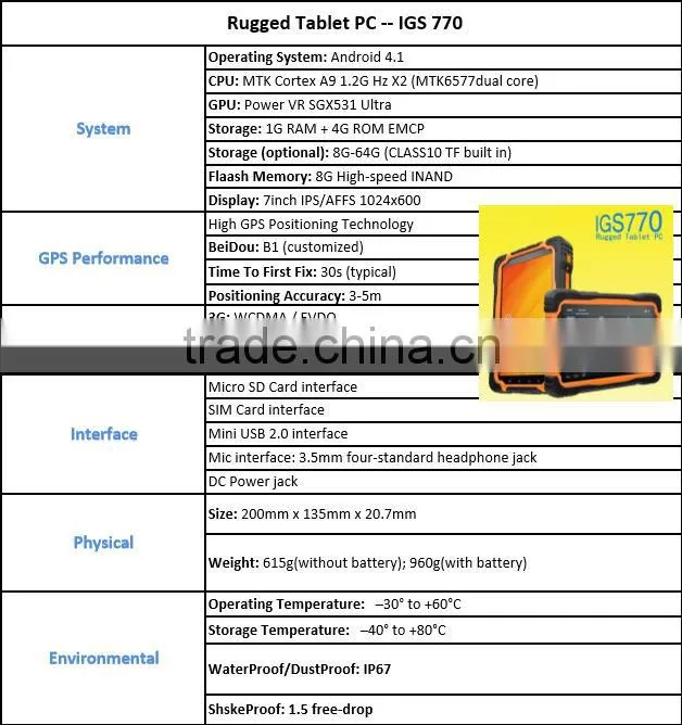 IGS770 GIS Data Collector Tablet PC