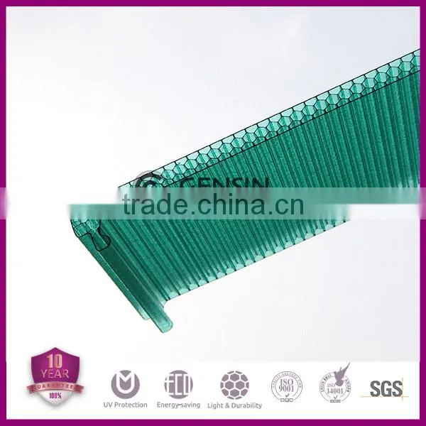 Honeycomb U-lock Polycaronate Hollow Sheet Solar control Roofing system